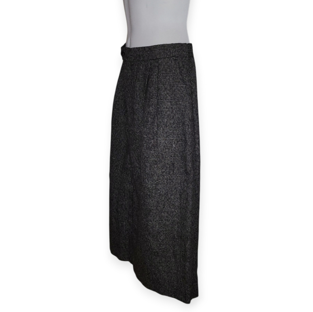 Lord Isaacs Black White Plaid Wool Blend Midi Pencil Skirt Size S - Picture 6 of 10
